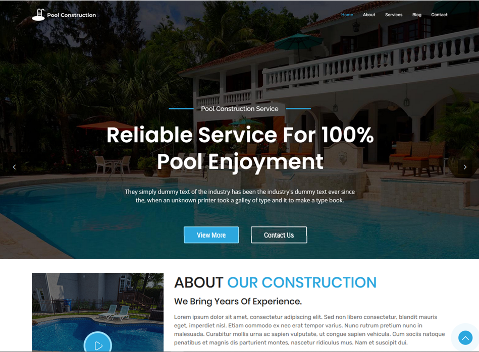 Pool Construction WordPress Theme
